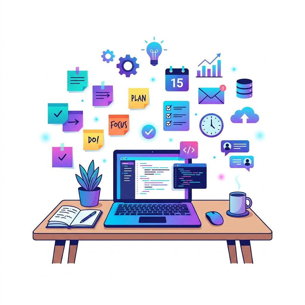 Online Notepad Workspace Illustration